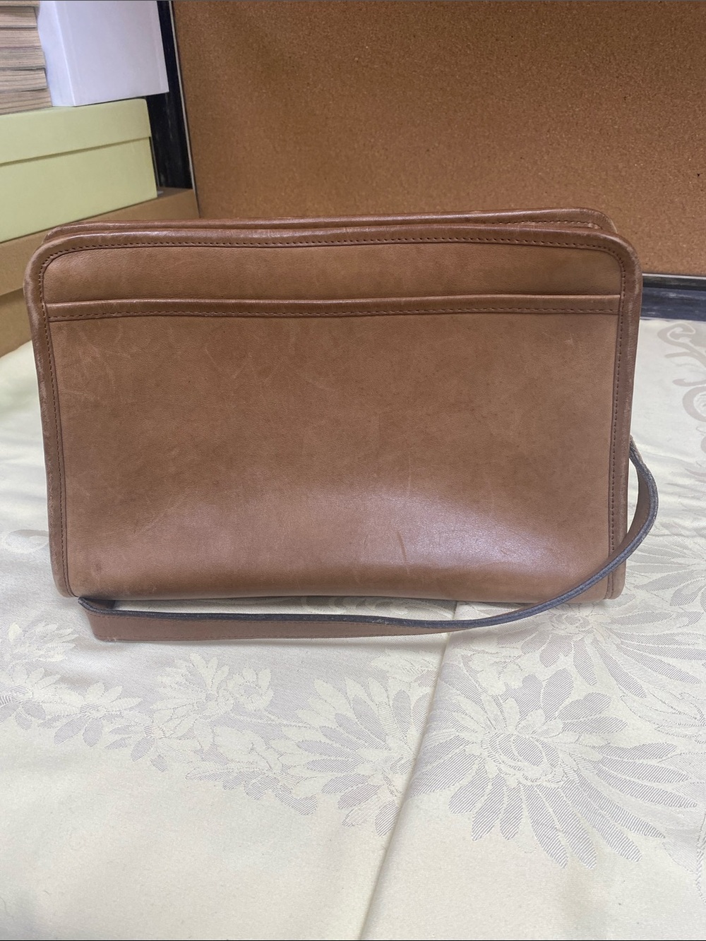 Vintage Coach Tan Leather Crossbody Bag stamped No. 464-2845
